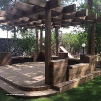 طراحی و اجرای چوب نمای فضای باز - ساخت آلاچیق و سایه بان 