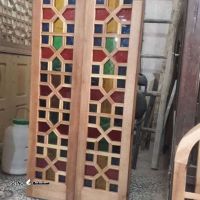 درب چوبی شیشه خور سنتی - سفارش ساخت درب طرح قدیمی در اصفهان 