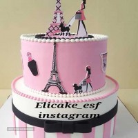 کیک تولد دخترانه مدل دختر پاریس
