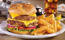 دابل چیز برگر ذغالی و سیب زمینی