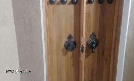 ساخت درب چوبی گره چینی طرح هشت چهار لنگه در اصفهان