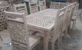 ساخت میز و صندلی چوبی سنتی طرح گره چینی اصفهان