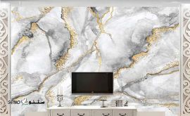 کاغذ دیواری سه بعدی طرح سنگ پشت تلویزیون در اصفهان