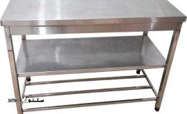 میز-کار-صنعتی-استیل-طول150سانتیمتر-دوطبقه