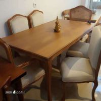 میز ناهارخوری ۶ نفره فرانسوی با صندلی حصیری اصفهان